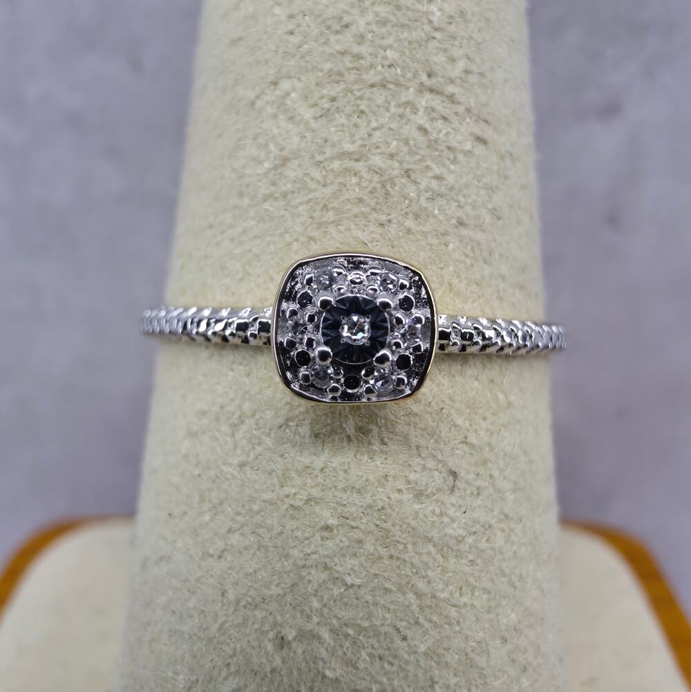 Size 8 Minimalist Lab Grown Diamond Ring Gold over 925 Sterling Silver